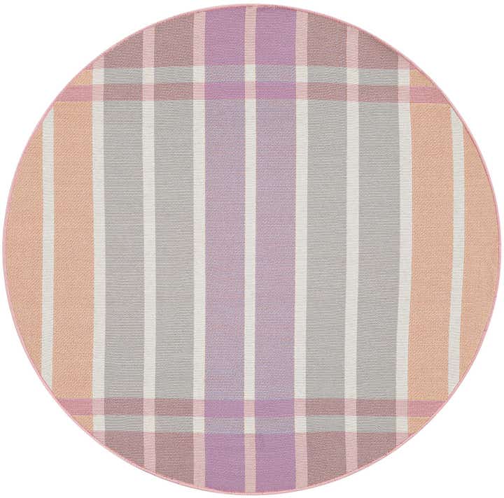 4' x 4' Easy-Clean Striped Indoor / Outdoor Round Rug