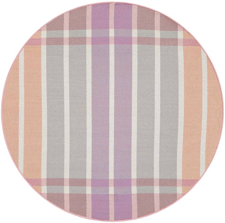 Detail image of 4' x 4' Easy-Clean Striped Indoor / Outdoor Round Rug