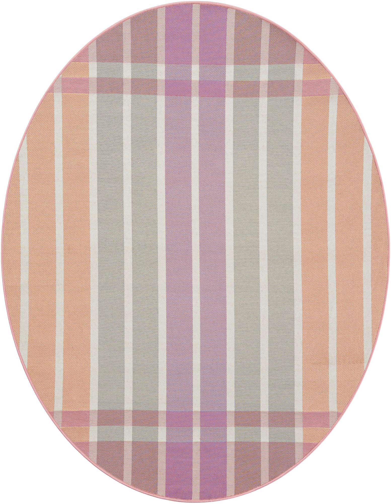 6' x 6' Easy-Clean Striped Indoor / Outdoor Round Rug