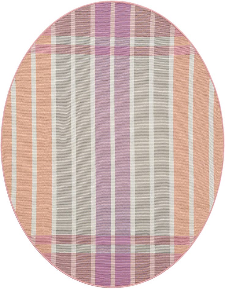 Detail image of 6' x 6' Easy-Clean Striped Indoor / Outdoor Round Rug