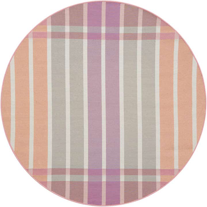 6' x 6' Easy-Clean Striped Indoor / Outdoor Round Rug