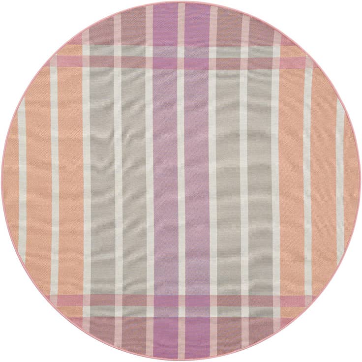 Detail image of 6' x 6' Easy-Clean Striped Indoor / Outdoor Round Rug