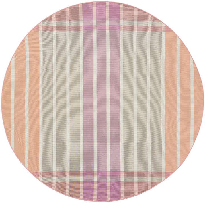 7' 10 x 7' 10 Easy-Clean Striped Indoor / Outdoor Round Rug