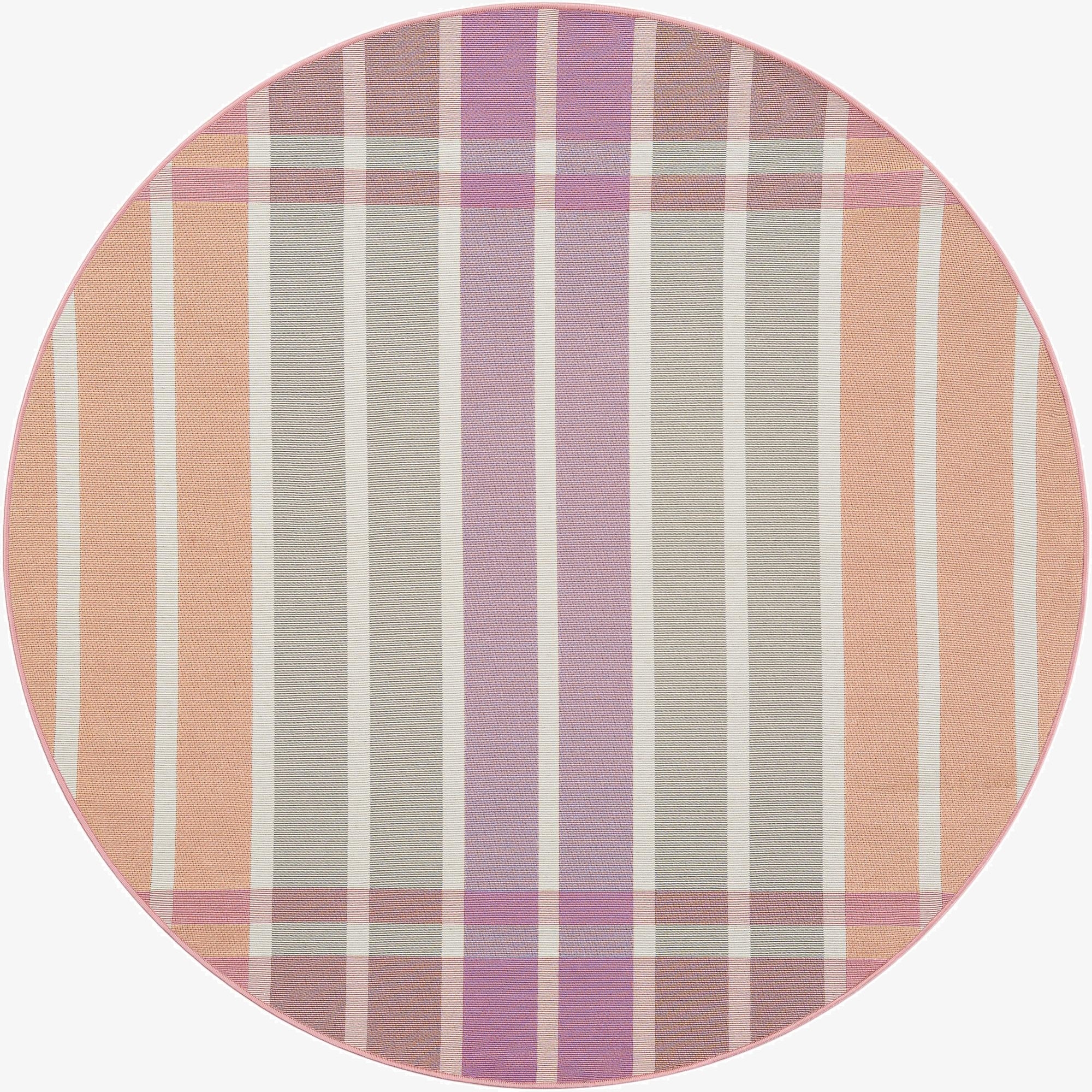 6' x 6'  Washable Striped Indoor / Outdoor Round Rug