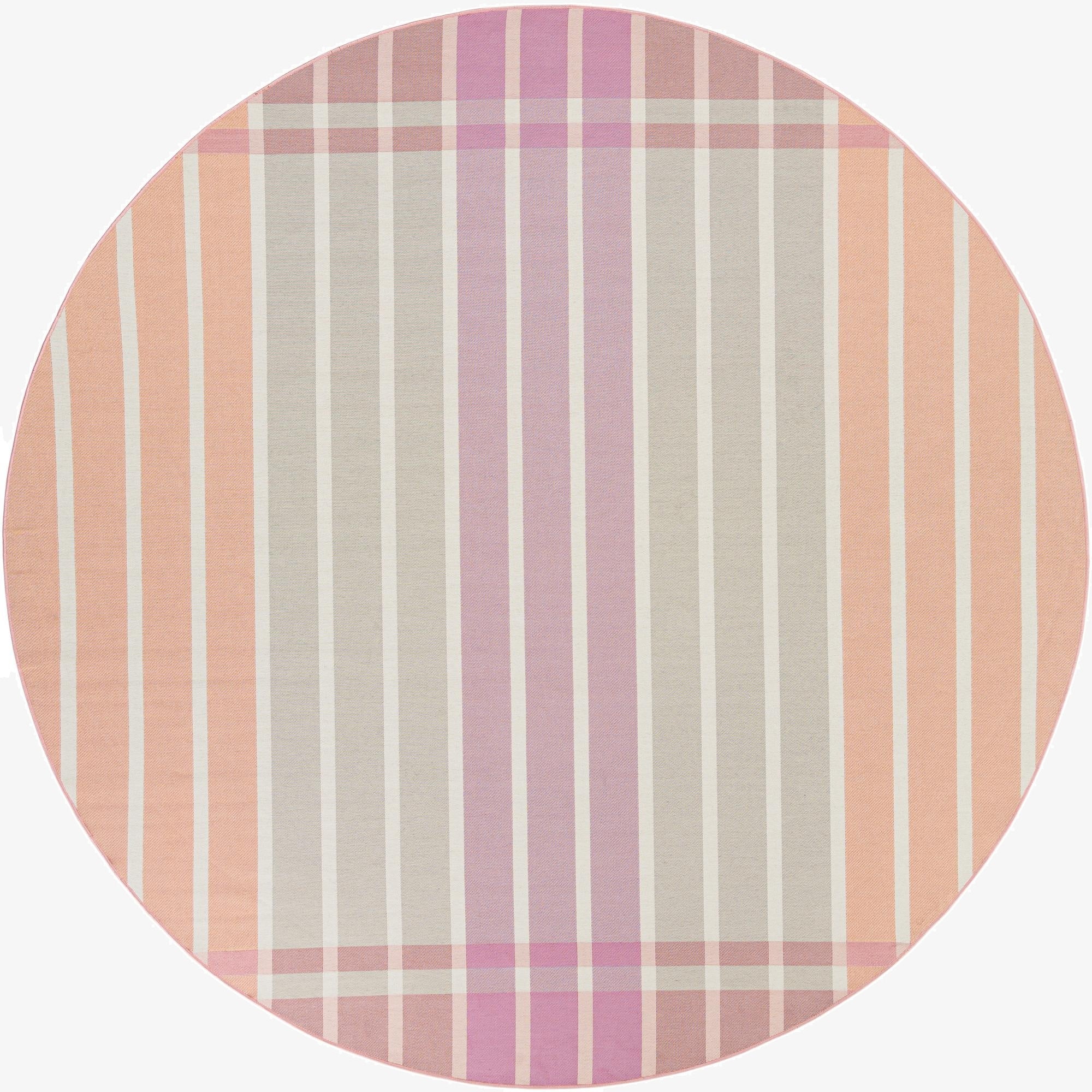 10' x 10'  Washable Striped Indoor / Outdoor Round Rug