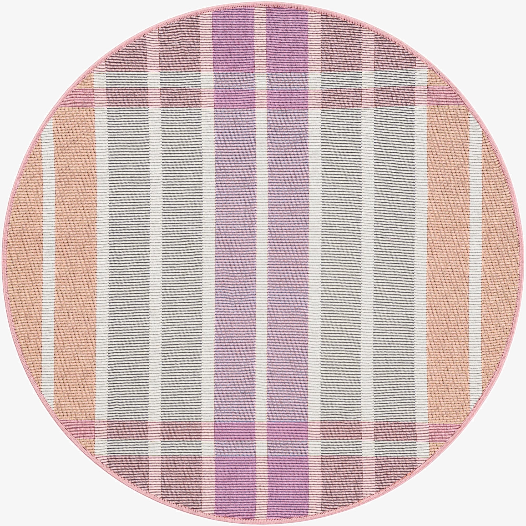 3' x 3'  Washable Striped Indoor / Outdoor Round Rug