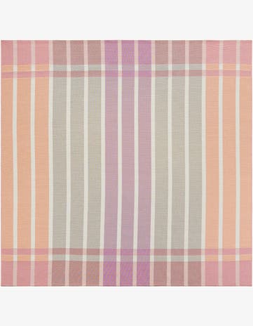 7' 10 x 7' 10 Easy-Clean Striped Indoor / Outdoor Square Rug