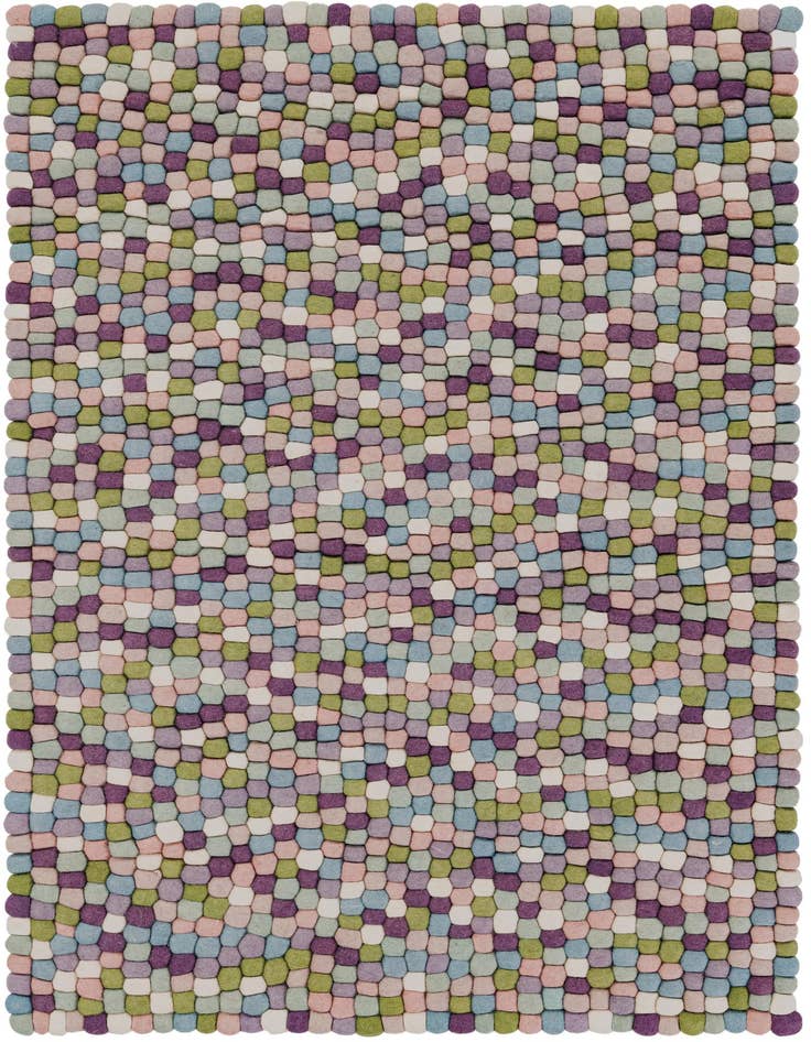 Detail image of 4' 1 x 6' 1 Hand Woven Felt Ball Wool Rug
