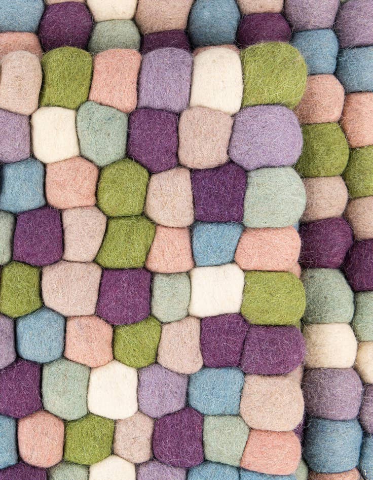 Detail image of 5' 1 x 8' Hand Woven Felt Ball Wool Rug