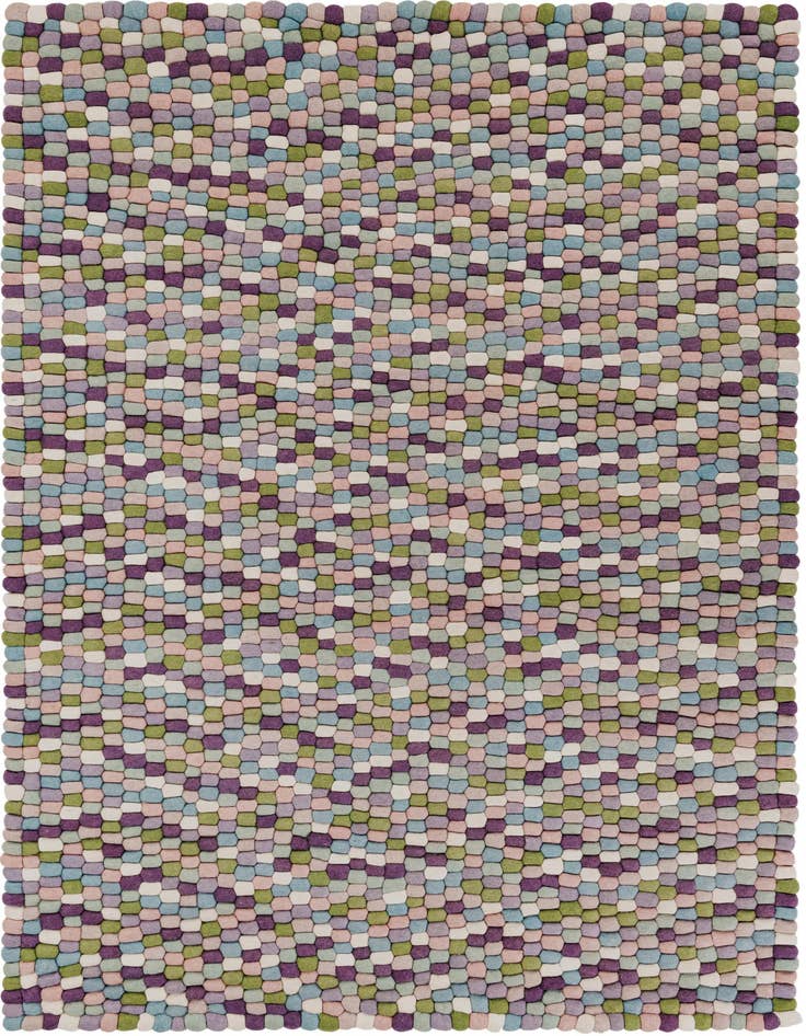 Detail image of 5' 1 x 8' Hand Woven Felt Ball Wool Rug