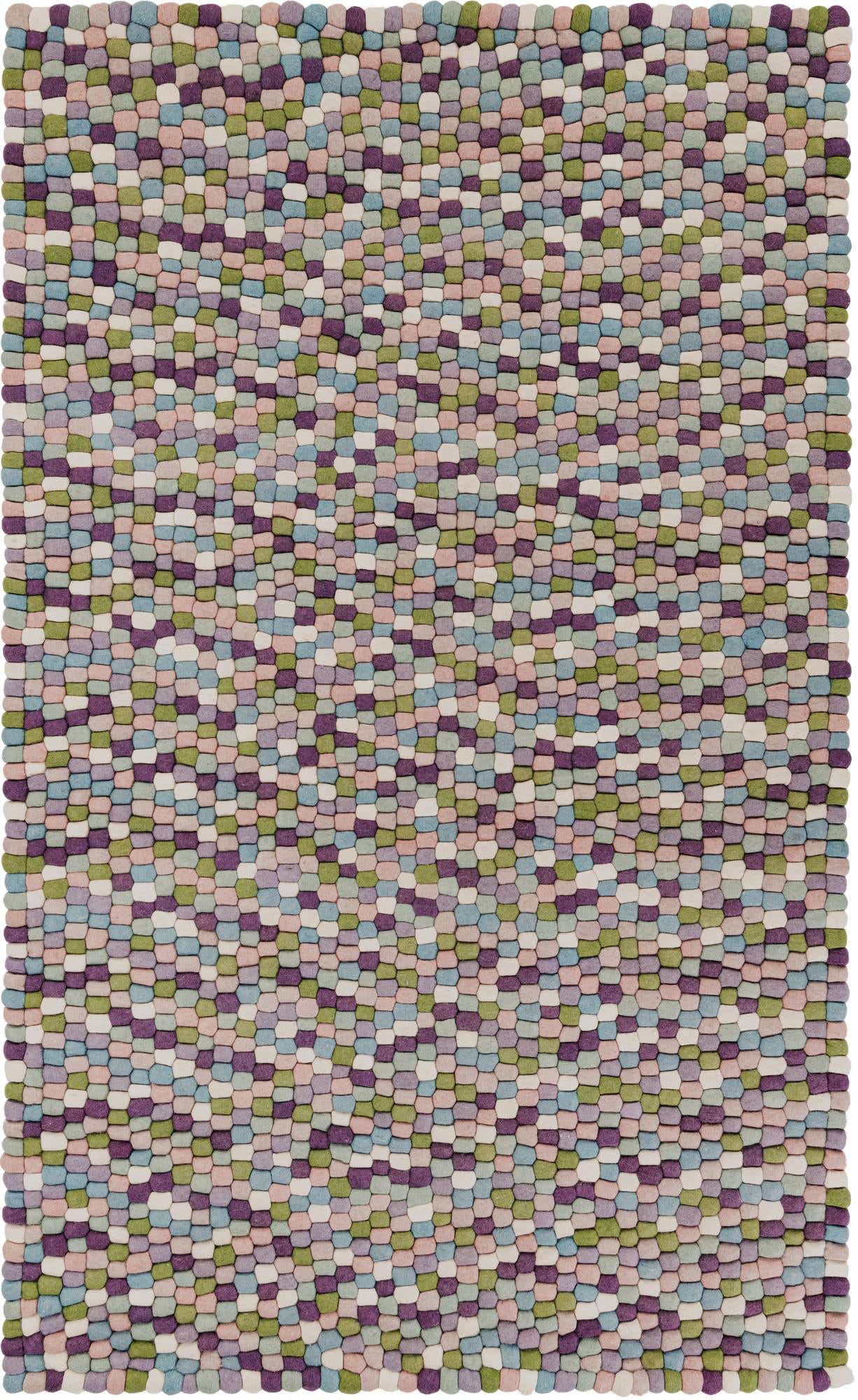 5' 1 x 8' Hand Woven Felt Ball Wool Rug