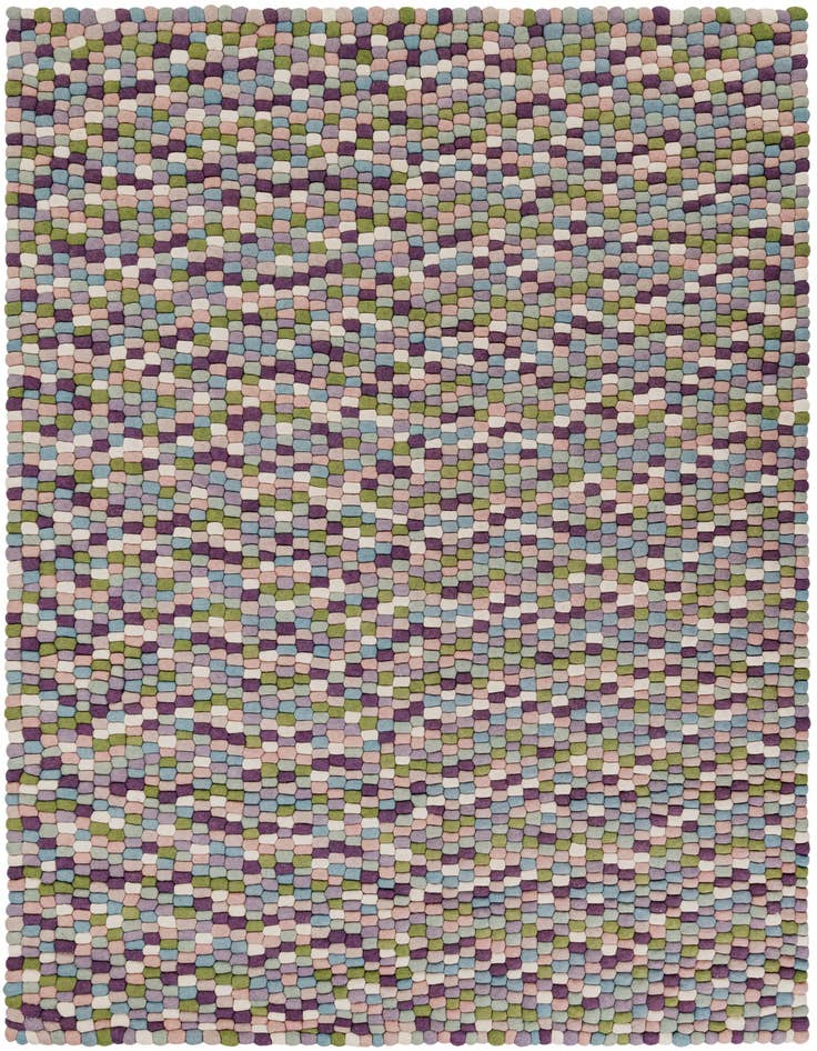 Detail image of 6' 1 x 9' Hand Woven Felt Ball Wool Rug