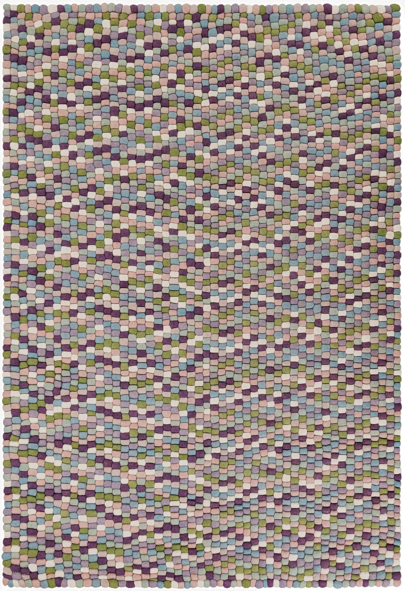 6' 1 x 9'  Hand Woven Felt Ball Wool Rug