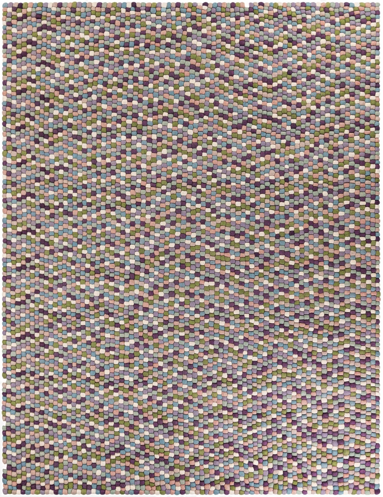9' x 12'  Hand Woven Felt Ball Wool Rug
