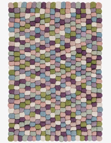 Pink and Purple Felt Ball Wool Rug
