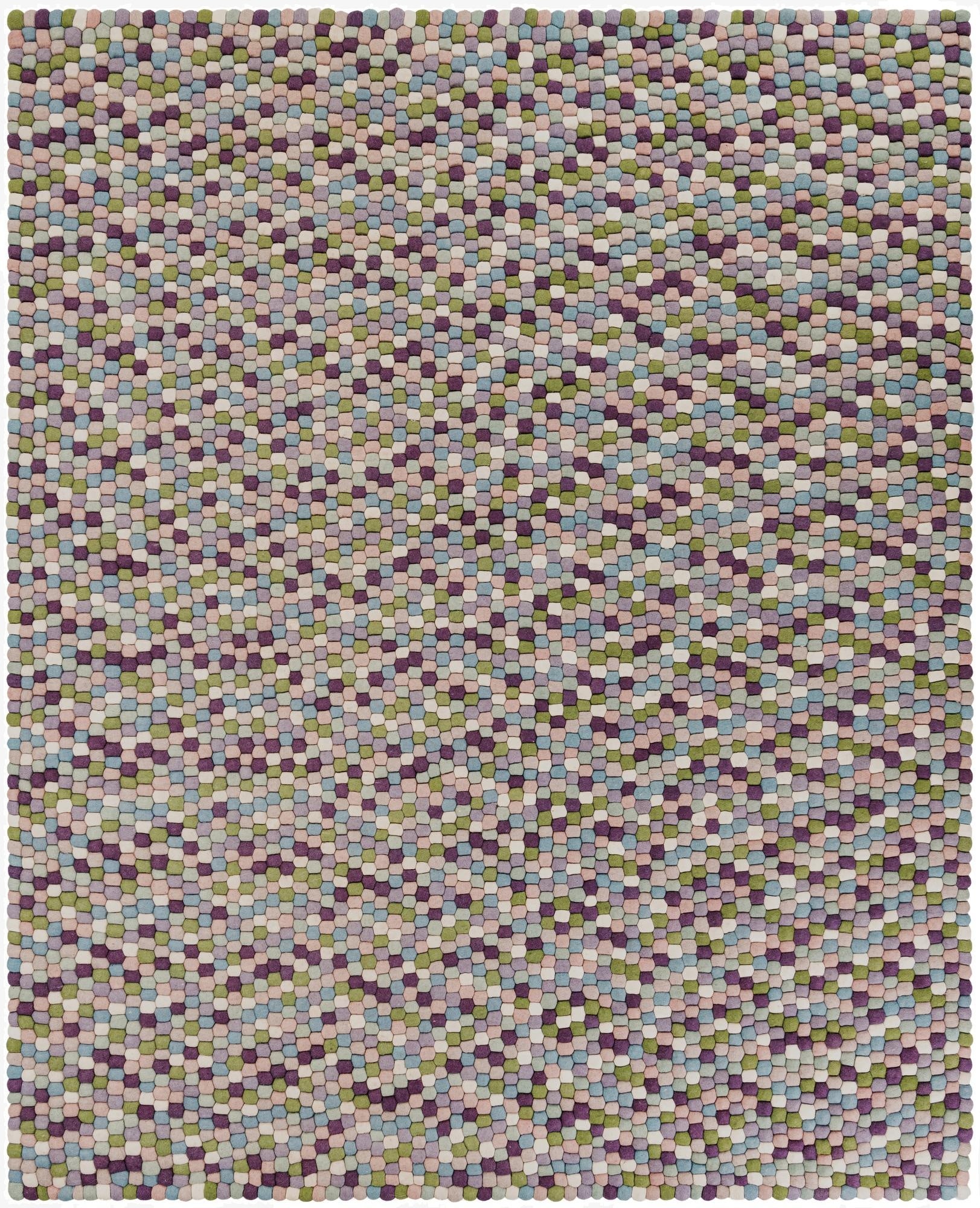 7' 10 x 10'  Hand Woven Felt Ball Wool Rug