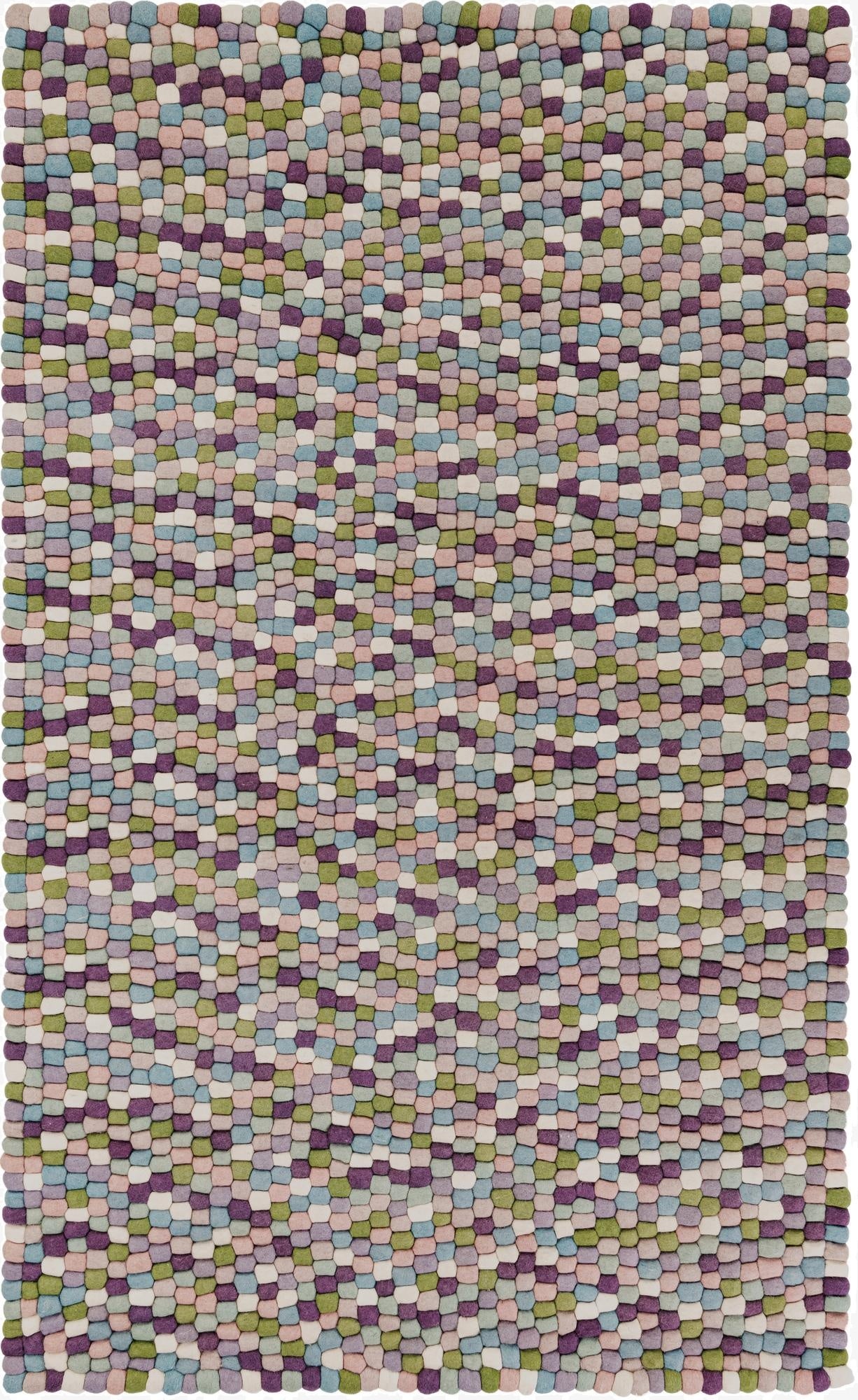 5' 1 x 8'  Hand Woven Felt Ball Wool Rug