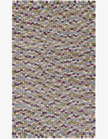 5' 1 x 8' Hand Woven Felt Ball Wool Rug