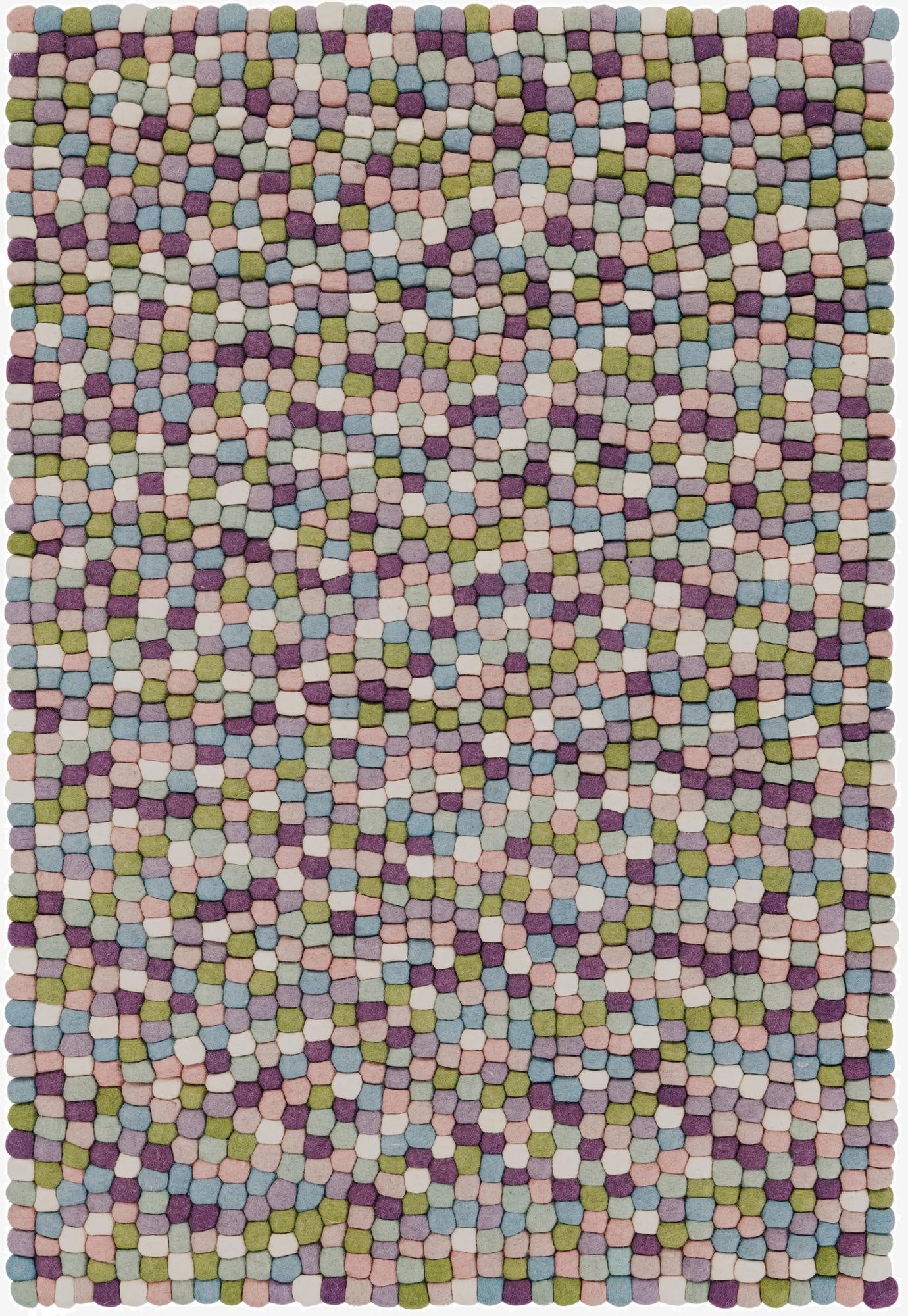 4' 1 x 6' 1  Hand Woven Felt Ball Wool Rug