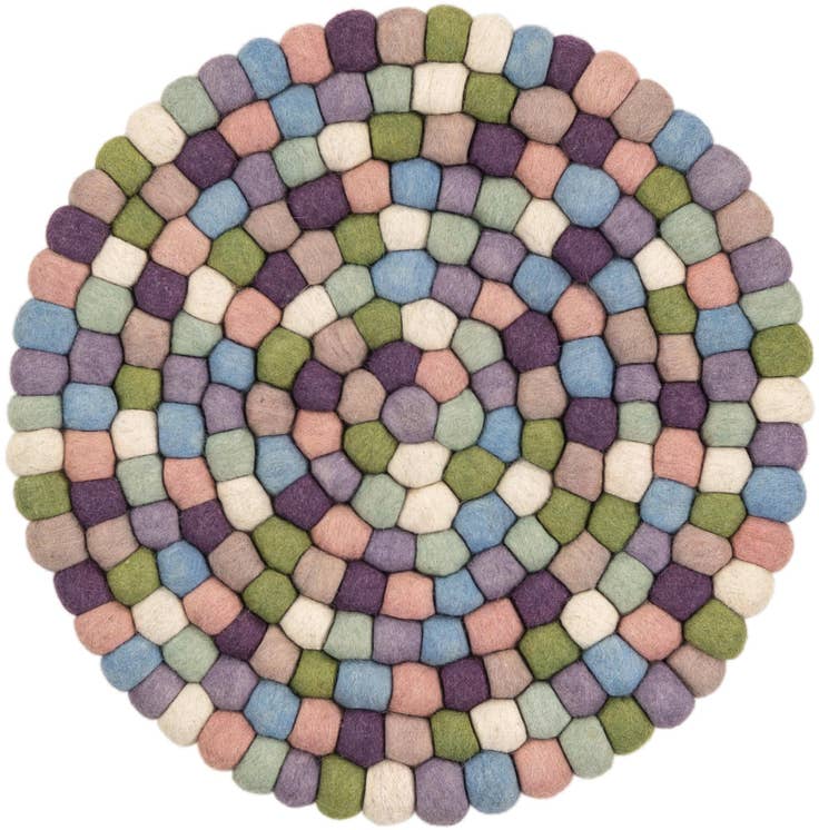 Detail image of 2' x 2' Felt Ball Wool Round Rug
