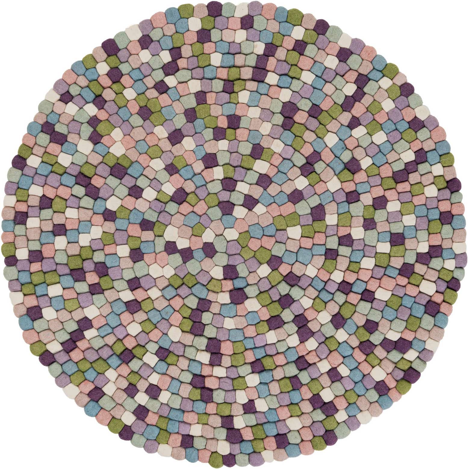 4' 1 x 4' 1 Felt Ball Wool Round Rug