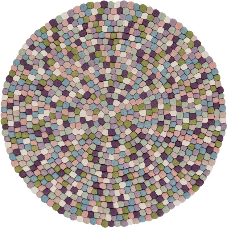 Detail image of 4' 1 x 4' 1 Felt Ball Wool Round Rug