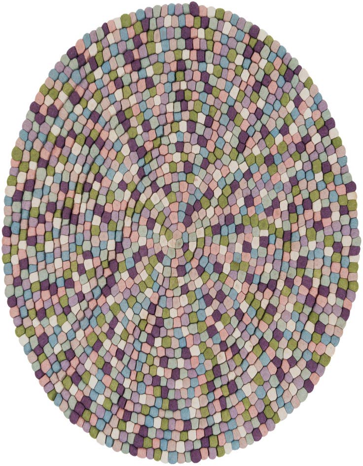 Detail image of 5' 1 x 5' 1 Felt Ball Wool Round Rug