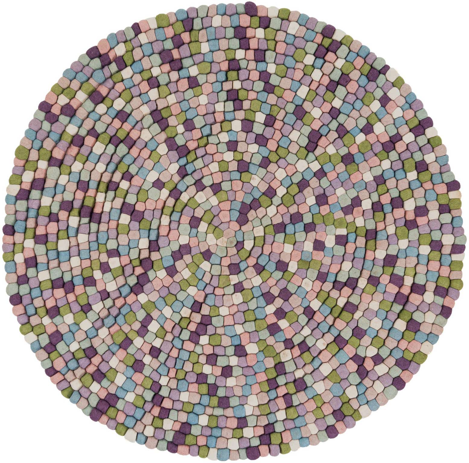 5' 1 x 5' 1 Felt Ball Wool Round Rug
