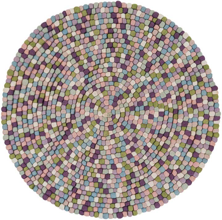 5' 1 x 5' 1 Felt Ball Wool Round Rug