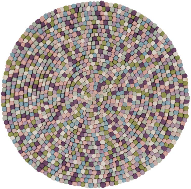Detail image of 5' 1 x 5' 1 Felt Ball Wool Round Rug