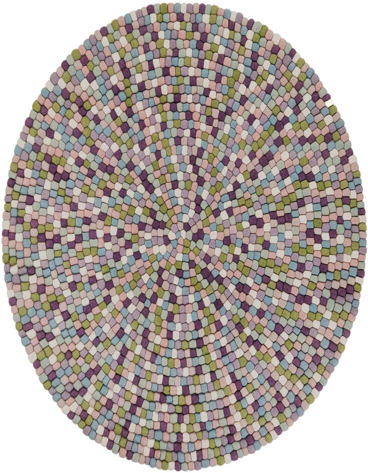 Detail image of 6' 1 x 6' 1 Hand Woven Felt Ball Wool Round Rug