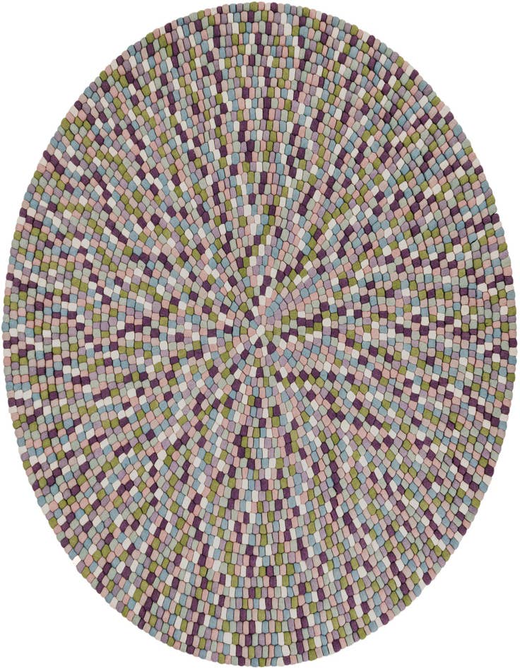Detail image of 7' 10 x 7' 10 Hand Woven Felt Ball Wool Round Rug