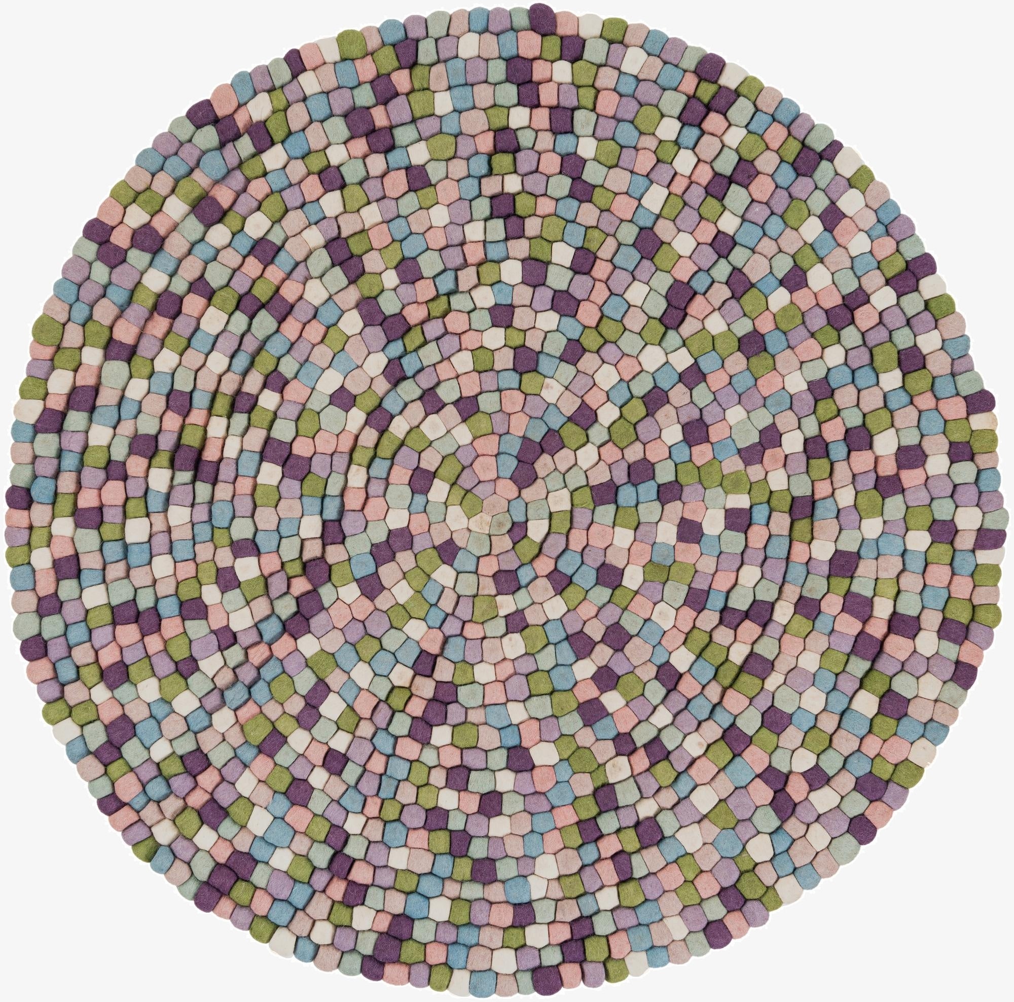 155cm x 155cm Felt Ball Wool Round Alfombra