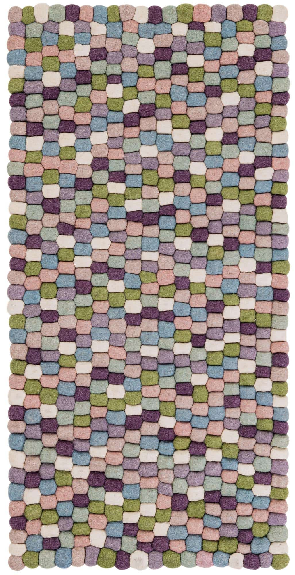 2' x 4' 1 Felt Ball Wool Runner Rug
