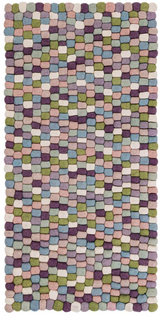 2' x 4' 1 Felt Ball Wool Runner Rug