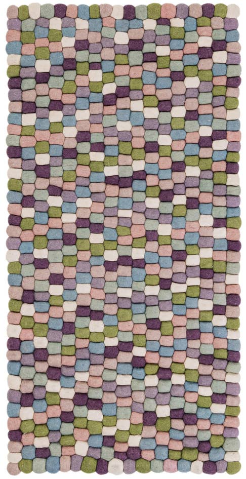Detail image of 2' x 4' 1 Felt Ball Wool Runner Rug