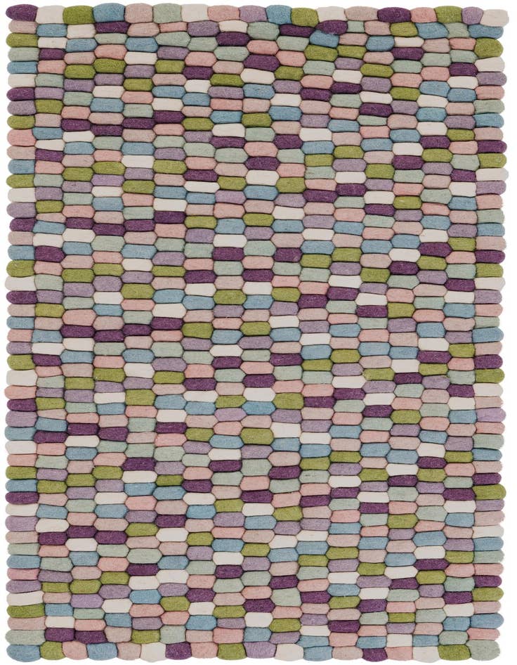 Detail image of 2' x 5' 1 Hand Woven Felt Ball Wool Runner Rug