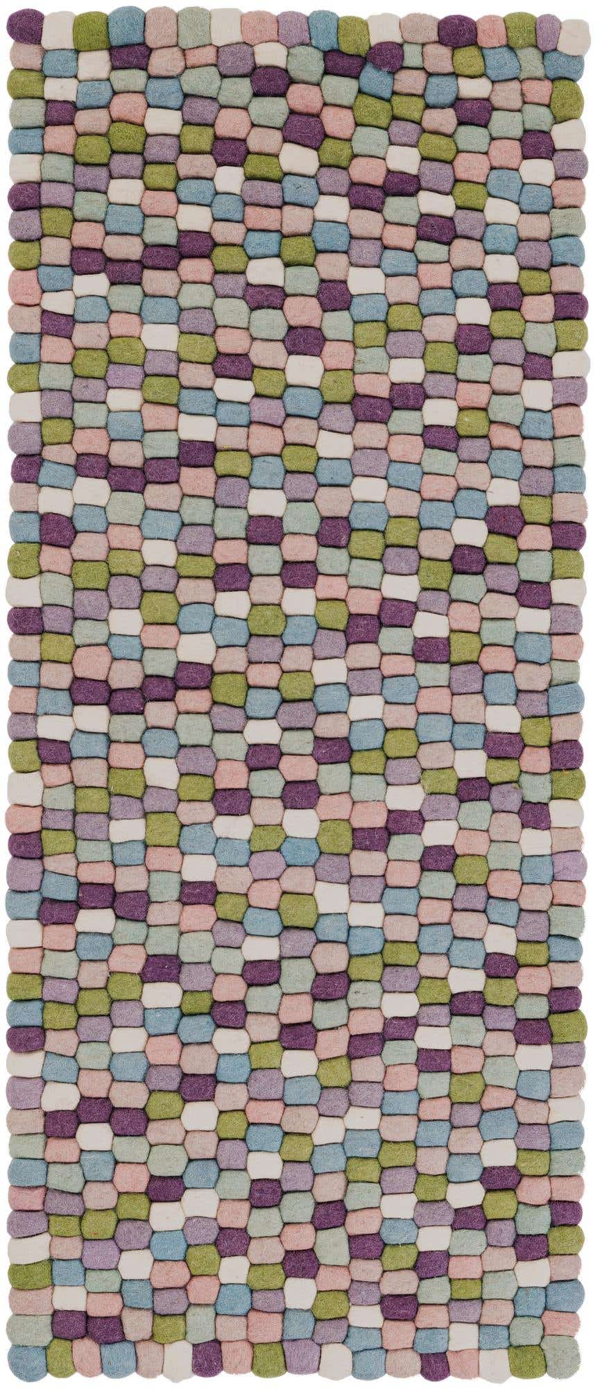 2' x 5' 1 Hand Woven Felt Ball Wool Runner Rug