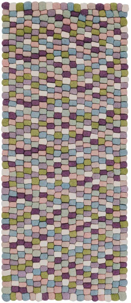 2' x 5' 1 Hand Woven Felt Ball Wool Runner Rug