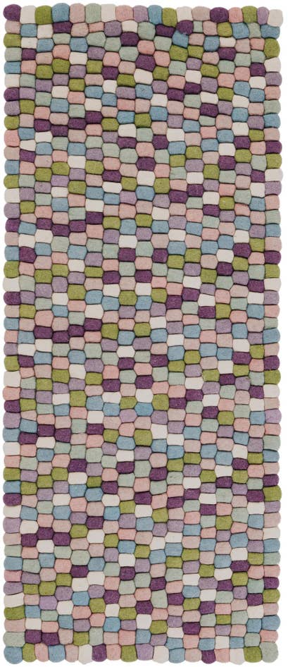 Detail image of 2' x 5' 1 Hand Woven Felt Ball Wool Runner Rug