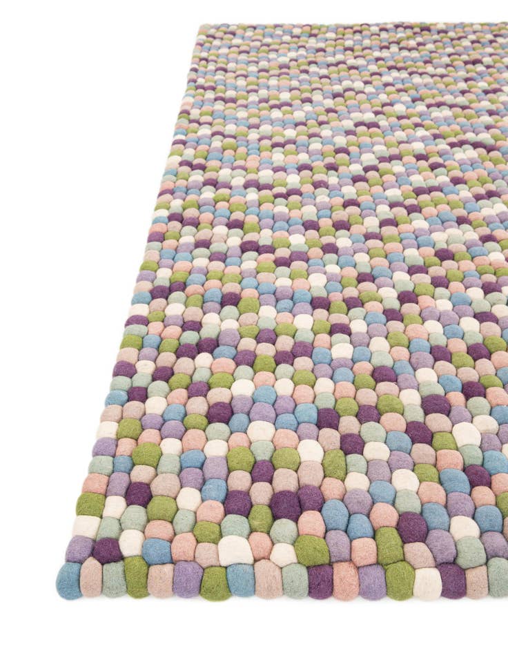 Detail image of 2' x 5' 1 Hand Woven Felt Ball Wool Runner Rug