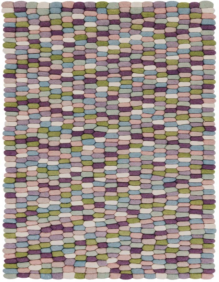 Detail image of 2' x 6' 1 Hand Woven Felt Ball Wool Runner Rug