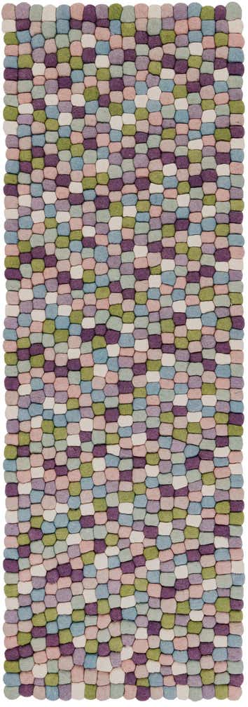 2' x 6' 1 Hand Woven Felt Ball Wool Runner Rug