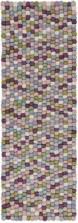 Detail image of 2' x 6' 1 Hand Woven Felt Ball Wool Runner Rug