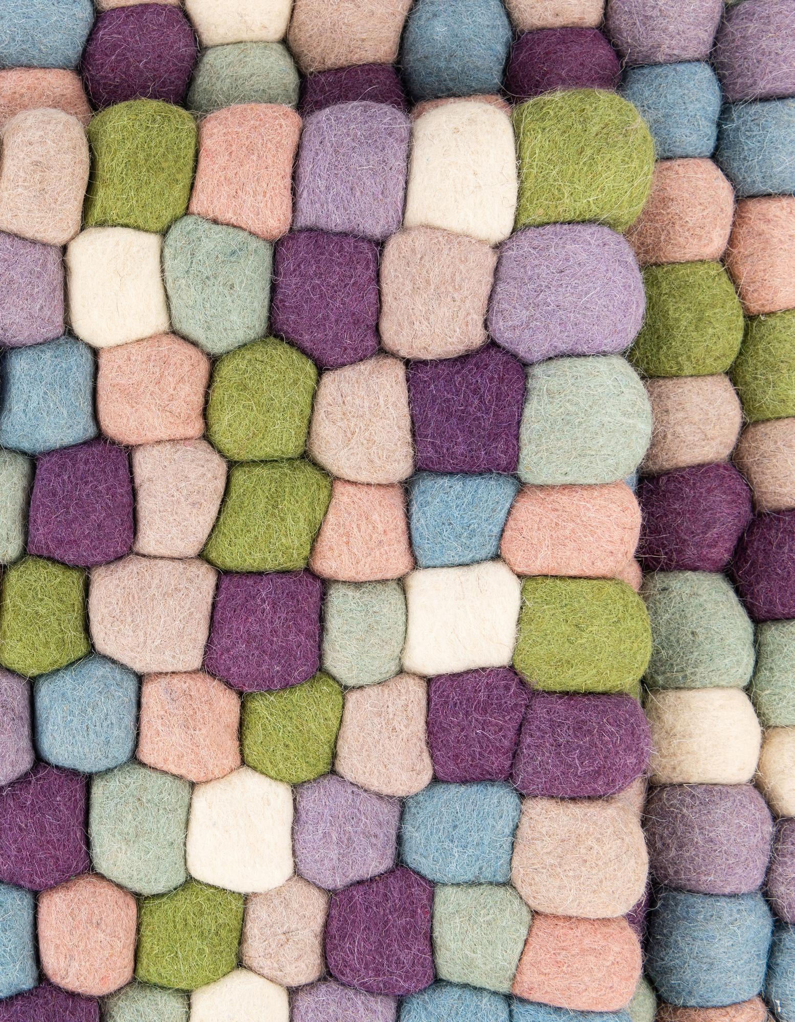 7' 10 x 7' 10 Hand Woven Felt Ball Wool Square Rug