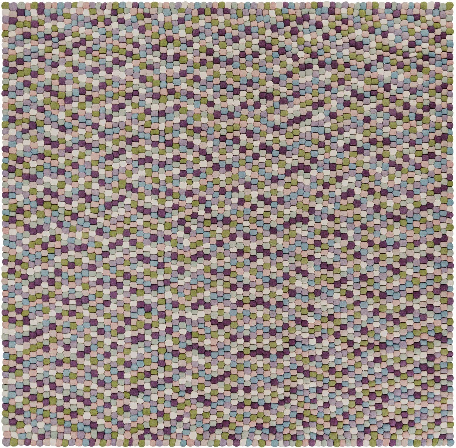7' 10 x 7' 10 Hand Woven Felt Ball Wool Square Rug