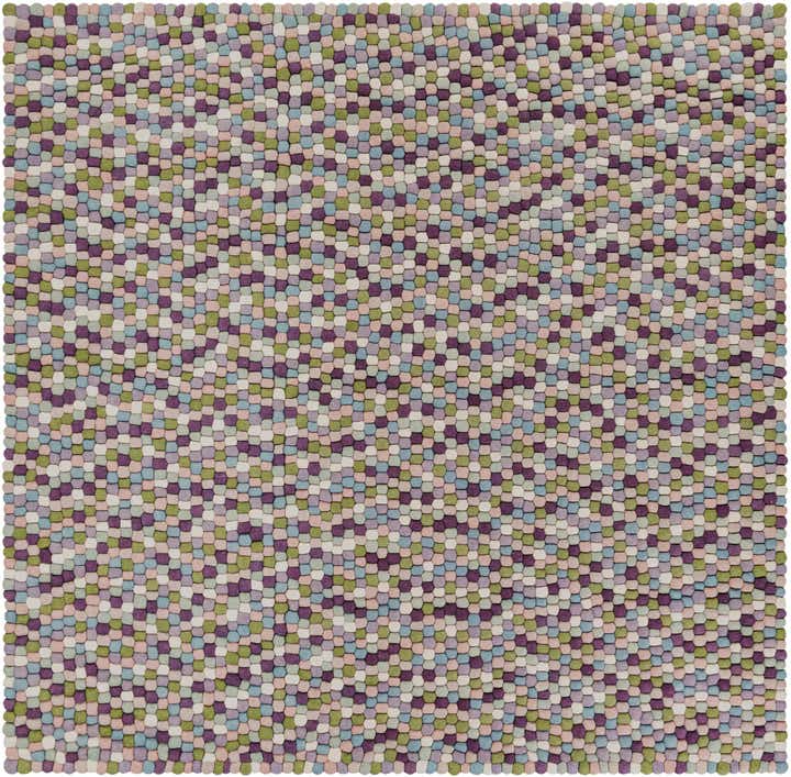 7' 10 x 7' 10 Hand Woven Felt Ball Wool Square Rug
