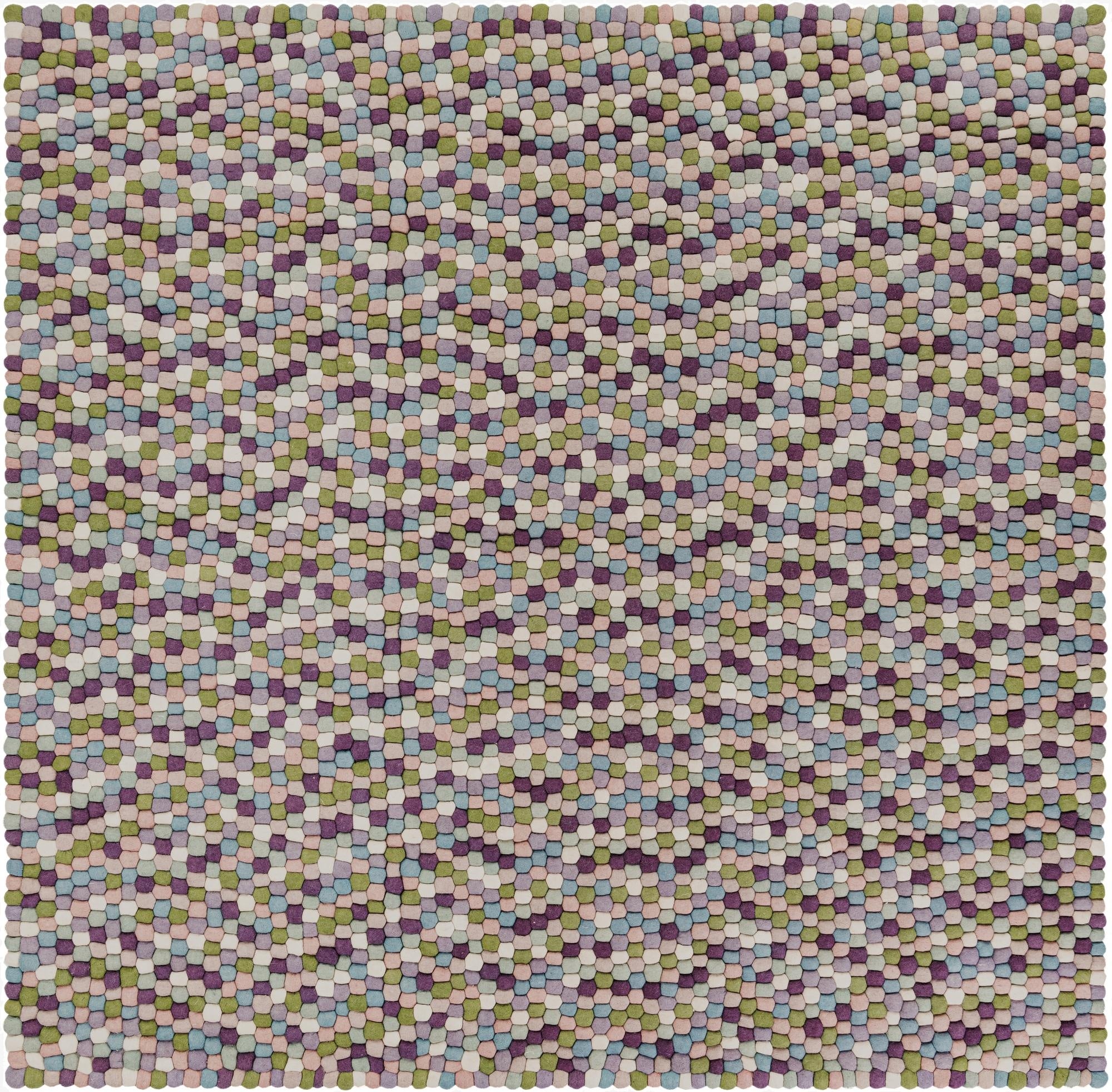 7' 10 x 7' 10  Hand Woven Felt Ball Wool Square Rug