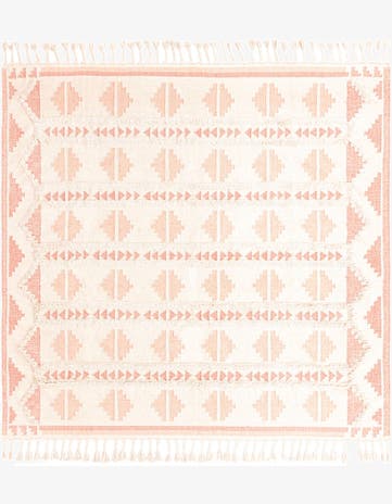 Pink and White Hand Woven Arizona Wool Rug