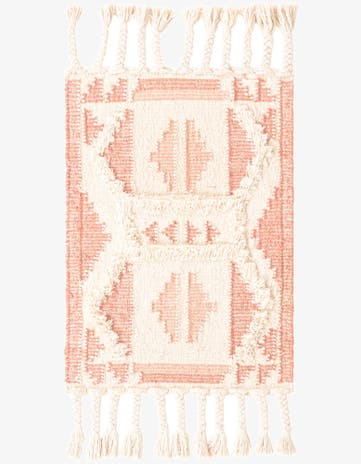 Pink and White Hand Woven Arizona Wool Rug